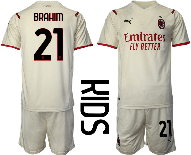 Youth 2021-2022 Club AC Milan away cream #21 Soccer Jersey